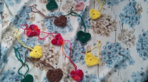Hearts for project: yarnbomb